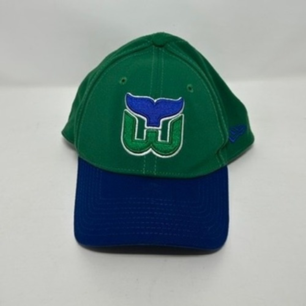 New Era Hartford Whalers NHL Hat Green Blue Stretch Fit Cap Medium-Large